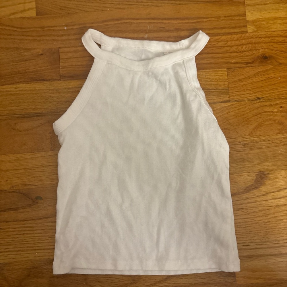 Reserved White Fitted Crop Tank Top